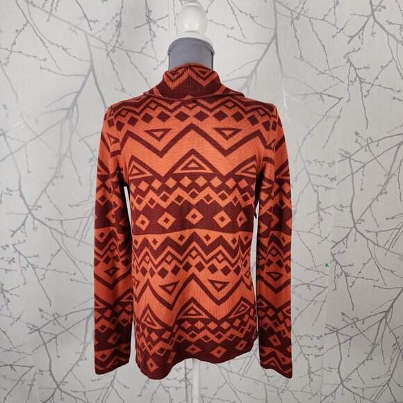 Staring At Stars Orange Artsy Aztec Print Waterfall Cardigan - Picture 4 of 8